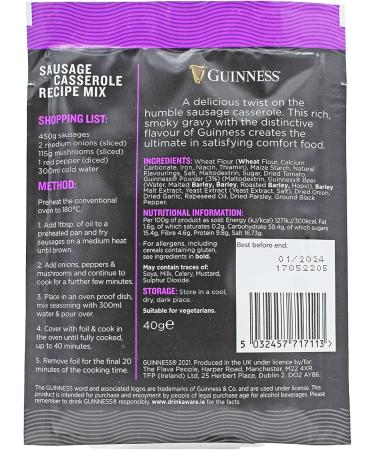 Guinness Recipe Mixes Selection 40g - Steak & Ale Pie Sausage Casserole Chilli Con Carne Beef & Onion Gravy - Buy Online on SooperMarket.com