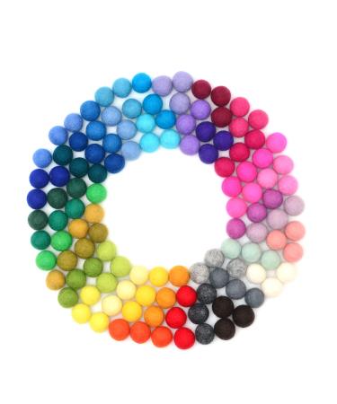Glaciart One Wool Felt Balls  Felt Pom Pom Balls (120 Pieces) 1.5 cm - 0.6 Inch  Handmade Felted 40 Color (Red  Blue  Yellow  Gray  Black  Pastel and More) Bulk Small Puff for Felting and Garland 120pcs