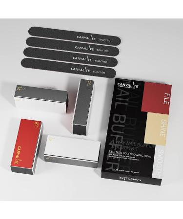 Canvalite Nail Buffer Block for Natural Nails - 4 Way 100/180 Grit File and Buffer Set - Shapes, Files, Smoothes, Shines - 9pcs - Buy Online on SooperMarket.com