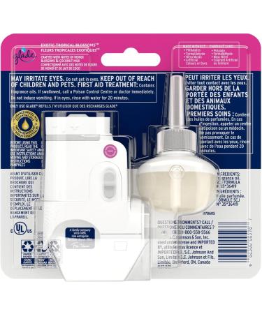 Glade PlugIns Plus Air Freshener Starter Kit Scented and Essential Oils for Home and Bathroom Exotic Tropical Blossoms 1 Warmer and 1 Refill - Buy Online on SooperMarket.com