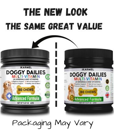 Doggy Dailies Vitamins & Supplements for Dogs | Skin & Coat, Probiotics, Joint Support | 24 Vitamins & Minerals | Puppy to Senior Multivitamin - 180 Count - Buy Online on SooperMarket.com