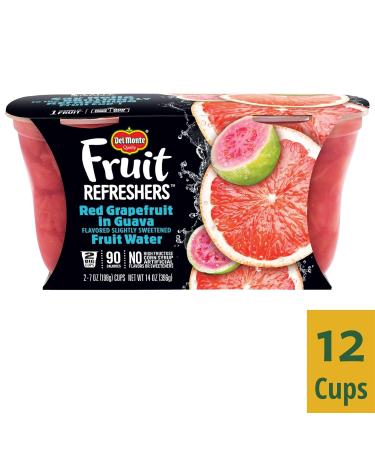Del Monte Red Grapefruit in Guava Fruit Water Cups 7oz (2 ct, Pack of 6) - Refreshing Snack - Buy Online on SooperMarket.com