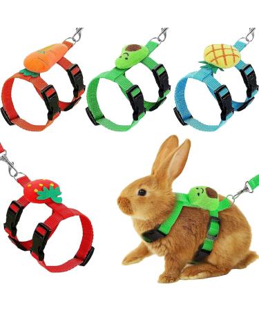 4 sets adjustable rabbit harness and leash set small animal cute waistcoat harness leash ferret harness guinea pig harness ferret leash with decorations for rabbit kitten puppy