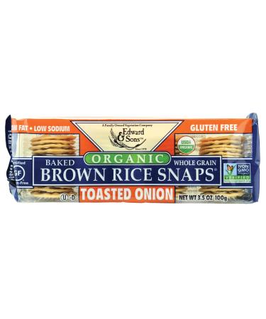 Edward & Sons Organic Baked Whole Grain Brown Rice Snaps Toasted Onion 3.5 oz (100 g)