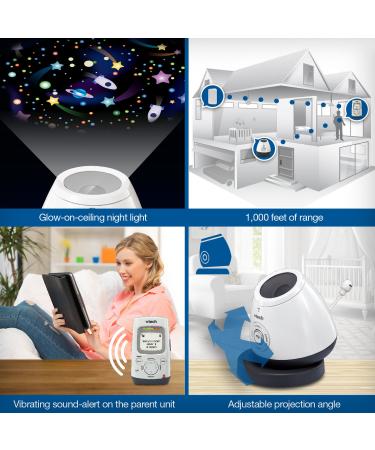VTech DM271-102 Audio Baby Monitor with Glow-on-Ceiling Night Light and Sensor, Vibrating Alert, Intercom & Belt Clip - Buy Online on SooperMarket.com