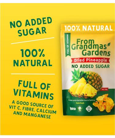 Dried Pineapple - From Grandmas Gardens | 3 x 100g | Healthy Vegan Snack | 100% Natural | No Added Sugar | Rich in Vitamins | No Preservatives | GMO free 3 pack - Buy Online on SooperMarket.com