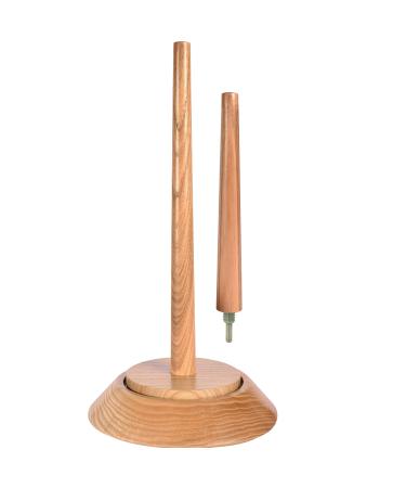 BarvA Big Wood Yarn Holder Set Advanced Metal Twirling Mechanism Lazy Susan Stand Ball Spindle Sewing Crocheting Tool Wool Cord Organizer Ribbon Storage Knitting Embroidery Thread Crochet Accessories Natural