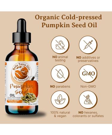 Buy Bella Terra Organic Pumpkin Seed Oil 4oz - Nutrient-Rich Oil Abundant in Vitamin C & E for Skin Purity - International Shipping Available - Buy Online on SooperMarket.com