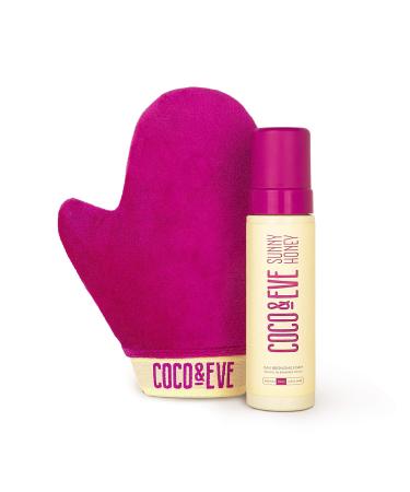 Coco & Eve Self Tanner Mousse Kit - (Medium) All Natural Sunless Tanning Mousse | Instant Self Tanning Lotion with Bronzer & Self Tanning Mitt Applicator | Sunny Honey Bali Bronzing Kit