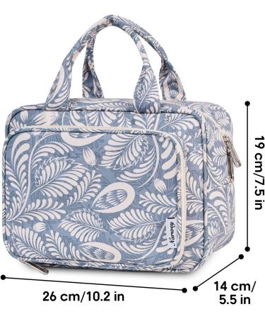 Large Blue Leaf Toiletry Bag - Travel Makeup Organizer for Women - Buy Online on SooperMarket.com