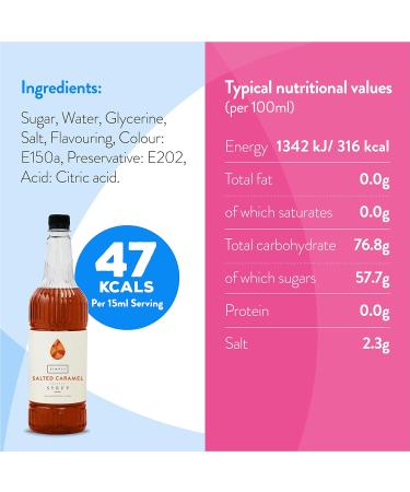 Simply Salted Caramel Syrup - Vegan, Nut-Free Flavouring for Coffee, Cocktails & Baking (1L) - Buy Online on SooperMarket.com
