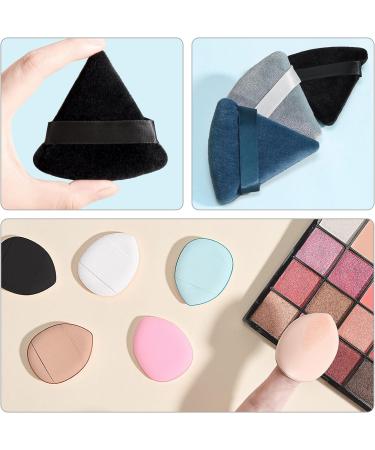 HEYMKGO 4 Triangle Powder Puff & 2 Mini Velvet Makeup Sponges - Reusable Wet Dry Foundation Applicator for Face & Eyes - Black - Buy Online on SooperMarket.com