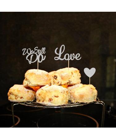 Arthsdite 24Pcs We Still Do Cupcake Toppers Glitter Love Heart Marriage Anniversary Cupcake Picks Bridal Shower Wedding Engagement Birthday Cake Decorations Supplies - Silver Glitter Silver Cupcake Toppers - Buy Online on SooperMarket.com