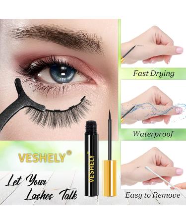 VESHELY Magnetic Eyelashes & Eyeliner Kit â€“ 10 Pairs 3D6D Natural Look, Waterproof & Easy to Remove - Buy Online on SooperMarket.com