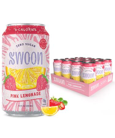 Swoon Pink Lemonade - Sugar Free Lemonade Low Carb, Paleo-friendly, gluten-free Keto drink - Strawberry Lemonade Made with 100% Natural Lemon Juice Concentrate - 12 Fl oz (Pack of 12) Pink Lemonade 1 Count (Pack of 12)