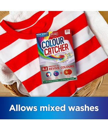 Colour Catcher Premium 2in1 Protect & Revive Laundry Sheets Prevents Colour Run Accidents and Revives Colours - 20 Sheets Unscented 1 count (Pack of 20) - Buy Online on SooperMarket.com