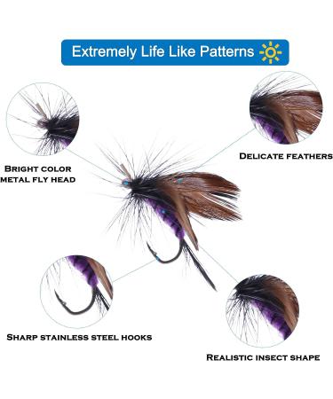 PLUSINNO Fly Fishing Flies Kit 26pcs with Handmade Dry/Wet Flies - Trout Bass Fishing Gear Assortment in Fly Box - Buy Online on SooperMarket.com