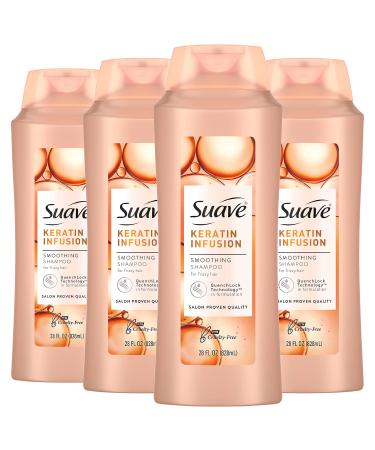 Suave Professionals Smoothing Shampoo For Dry Hair Keratin Infusion Hair Shampoo with 48-hour Frizz Control 28 Fl Oz (Pack of 4)