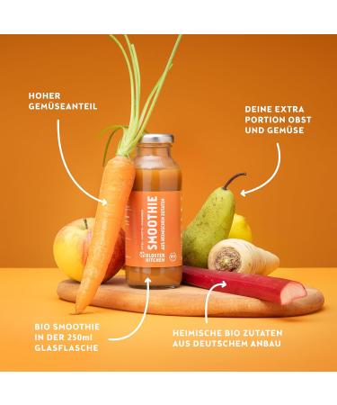 Monastery Kitchen Bio Smoothie Orange Apple Carrot Rhubarb 6x250ml | Superfood Vegan Breakfast | On-the-Go Glass Bottles | Healthy Powerfood - Buy Online on SooperMarket.com