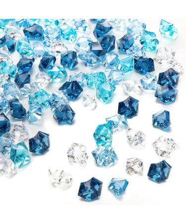 DomeStar Premium Blue Fake Ice, 150PCS 2.5Cups Acrylic Ice Rocks Plastic Rocks Acrylic Stones Crushed Ice Cubes Diamonds Gems for Vase Fillers Decoration 150 Blue