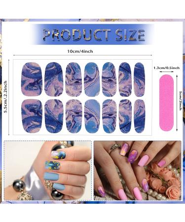 140 Pcs Marble Style Nail Polish Strips with Gradient & Glitter - Self Adhesive DIY Nail Art Decals for Holiday Decor | Includes 2 Nail Files - Buy Online on SooperMarket.com