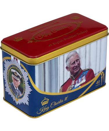 New English Teas King Charles III Tea Tin with 40 English Breakfast Teabags - Buy Online on SooperMarket.com