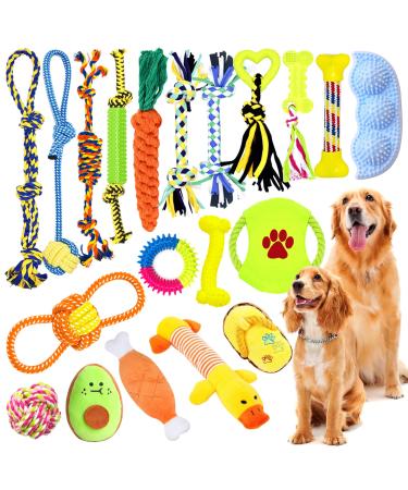 Jotol dog toy set 20PCs interactive toy set 100% natural cotton dogs for dogs dental care interactive pet rope toys for small medium -sized dogs