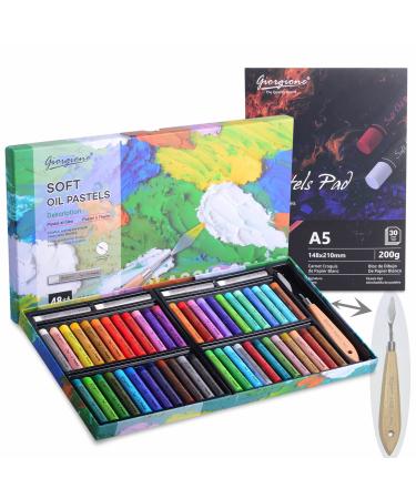 YNTCHENG Oil pastels for kids  Oil pastels for artists Soft Oil Pastels Set Of 52 Colors  Pastels Art Supplies For Professional Drawing.Contain Pastel Pad Painting Scraper (52)