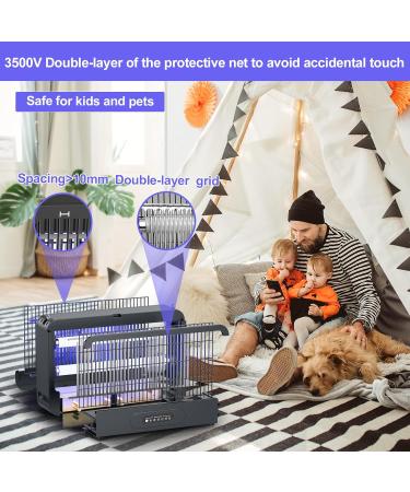 YEXHOT 20W Insect Destroyer - Electric Mosquito Trap with 3500V Double-Sided Grille Timer & Remote Control | Ideal for Living & Dining Rooms - Includes 2 Extra Bulbs - Buy Online on SooperMarket.com
