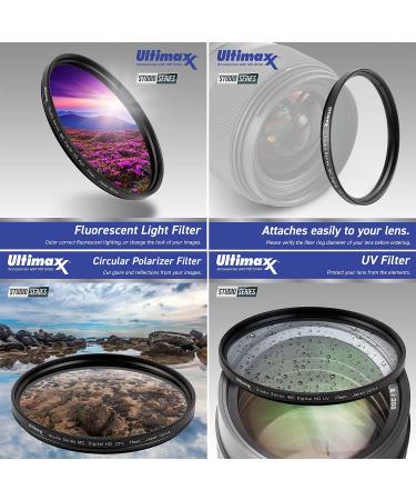 Ultimaxx 55MM Lens Filter Kit with 2.2X Telephoto, Wide Angle, Macro Lenses - Compatible with Nikon D3400 D3500 D5500 D5600 Camera & AF-P DX 18-55mm Lens - Buy Online on SooperMarket.com