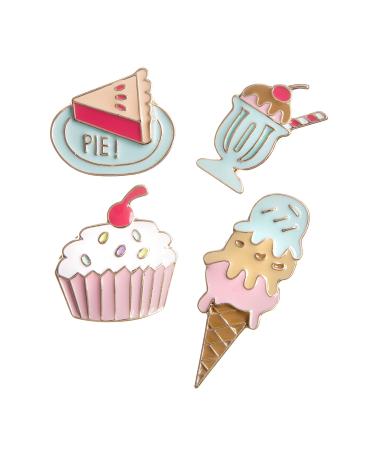Happy Jackets 4 Piece Dessert Enamel Pins, Multicolor