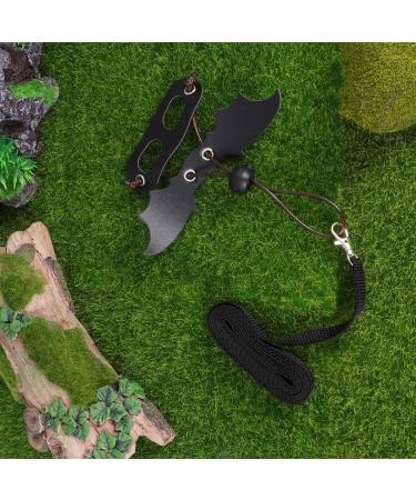 Adjustable Lizard Traction Rope & Leather Wings Leash - 3 Piece Pet Climbing Belt - Cool Black Training Accessory - Buy Online on SooperMarket.com