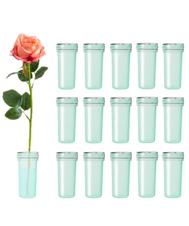 BEADNOVA Floral Water Tubes 1.6 Inch Plastic Water Tubes for Floral Flower Vials with Caps for Flower Arrangement Decoration (Green  20 Pcs) 20pcs