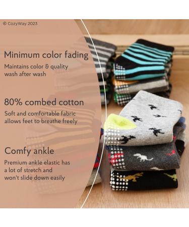 CozyWay Baby Non-Slip Toddler Socks with Grippers, Ankle Style - 3-5 Years, White 12 Pairs - Buy Online on SooperMarket.com