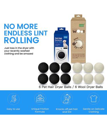 Ultimate Laundry Softener and Pet Hair Removal Balls Set - Wool Dryer Balls for Softening Clothes and Pet Hair Removal - Pack of 2 (6 balls each) - Buy Online on SooperMarket.com