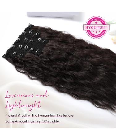 REECHO Clip in Hair Extensions 5PCS Black Brown 24 Thick Long Loose Waves - HE002 Invisible Lace Weft Natural Soft Hairpieces for Women - Buy Online on SooperMarket.com