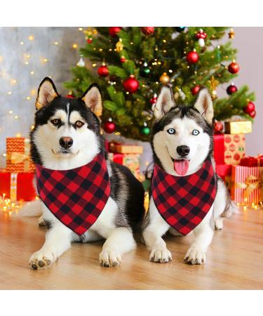 GOYOSWA 2 Pack Christmas Dog Bandanas for Large Dogs Buffalo Plaid Dog Bandana Triangle Scarf Christmas Dog Cosumes for Small Medium Large Extra Large Dogs (Red Plaid Large) Red Plaid Large - Buy Online on SooperMarket.com