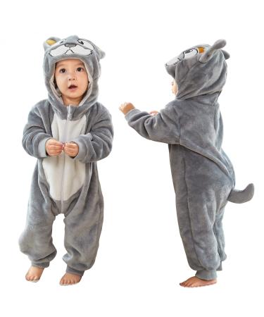 COOKY.D Baby Hooded Rompers Infant Winter Flannel Jumpsuit Pajamas 2-36 Months 3-6 Months Dog