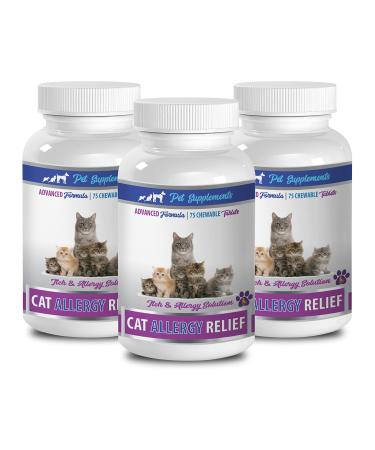 PET SUPPLEMENTS & NUTRITION LLC cat Itchy Skin Relief - CAT Allergy Relief Complex - Itch Relief Solution - Immune Support - VETS Recommended - cat Allergy Chews - 3 Bottles (225 Chewable Tablets)