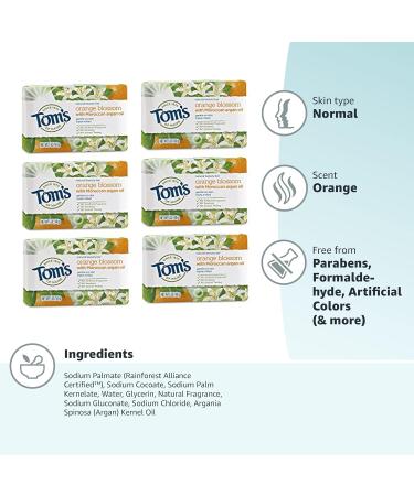 Tom's of Maine Orange Blossom Beauty Bar Soap with Moroccan Argan Oil 5 oz. 6-Pack | Natural, Vegan, Cruelty-Free | Packaging May Vary - Buy Online on SooperMarket.com