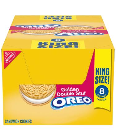 OREO Double Stuf Golden Sandwich Cookies, Vanilla Flavor, 10 King Size Snack Packs