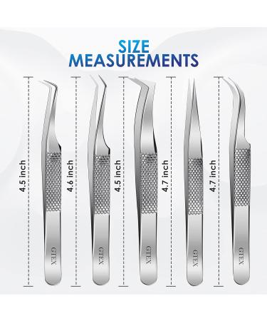 GTEX Circle Grip Lash Tweezers - Japanese Steel, Professional 5 Pack for Eyelash Extensions - Silver - Buy Online on SooperMarket.com