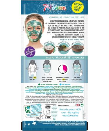 7th Heaven Stardust Heavenly Aquamarine Peel-Off Coconut Clay Face Mask to Remove Blackheads Hydrate and Nourish for Ultra Clean Glowing Skin - Ideal for Normal Combination and Dry Skin 10ml - Buy Online on SooperMarket.com