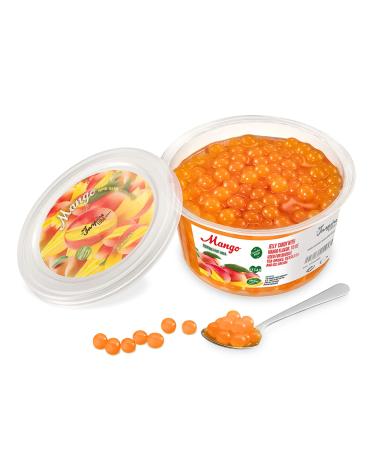 Inspire Food Bubble Tea Pearl Mango for Bubble Tea |Popping boba pearls tapioka fruit beads and boba pearls - 100% vegan and gluten -free without artificial dye 450g mango 450 g (1 Pack)