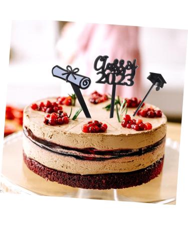 KOMBIUDA 30pcs 2023 graduation cake insert grad cake toppers graduation cupcake toppers graduation cake picks 2023 graduation party supplies cat cupcake toppers plastic paper cup graduate 7.6X4CM Black - Buy Online on SooperMarket.com