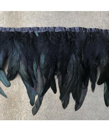 Shekyeon 2 Yards Black Rooster Feather Fringe Trim for Costume Decoration - Buy Online on SooperMarket.com