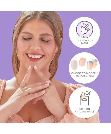 KISS imPRESS No Glue Press-On Nails - French Manicure Light Neutral & White Tips Medium Coffin Shape 30 Nails + Accessories - Buy Online on SooperMarket.com