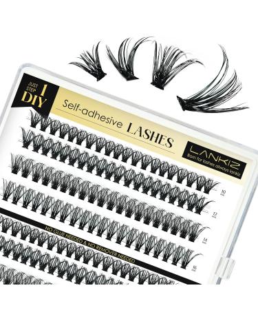 Lankiz Self-Adhesive Eyelashes - 160pcs No Glue Required 40D D Curl DIY Eyelash Extensions Reusable Pre-Glued Individual Lashes - Buy Online on SooperMarket.com