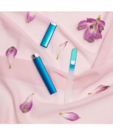 Premium Czech Glass Nail File with Case - Aqua - Smooth Finish Manicure Tool for Perfect Nails - 1 Count - Buy Online on SooperMarket.com
