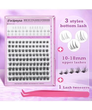 Focipeysa Wispy Lash Clusters - Natural DIY Eyelash Extensions | C Curl Individual Lashes 10-18mm with Applicator - Shop Now for International Shipping - Buy Online on SooperMarket.com